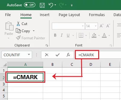 Inputting the keyword in Excel