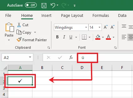 How to quickly insert tick and cross marks into cells?