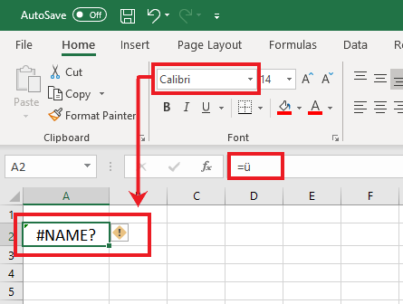 Excel returns the #NAME! error