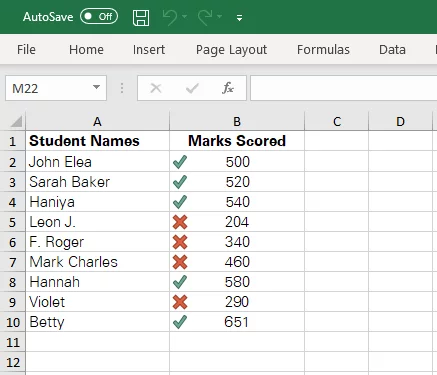 Icons added to Excel