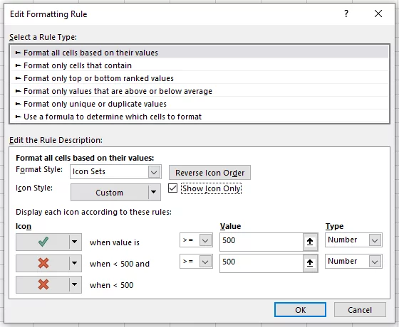 The option for 'Show Icon only'