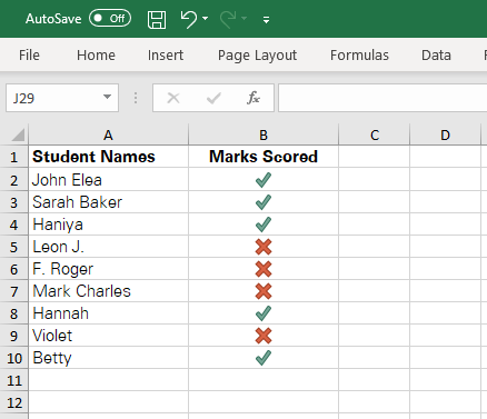 Inserting A Check Mark (Tick ) Symbol in Excel - Acuity Training