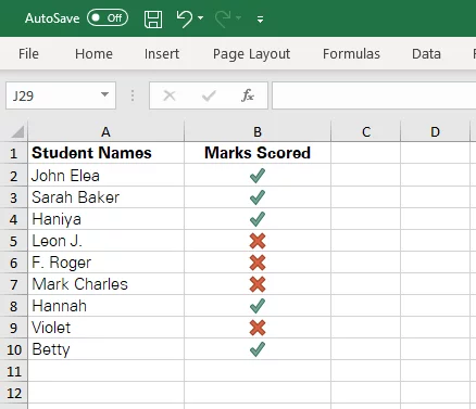 How to Insert a Check Mark / Tick in Excel & Google Sheets