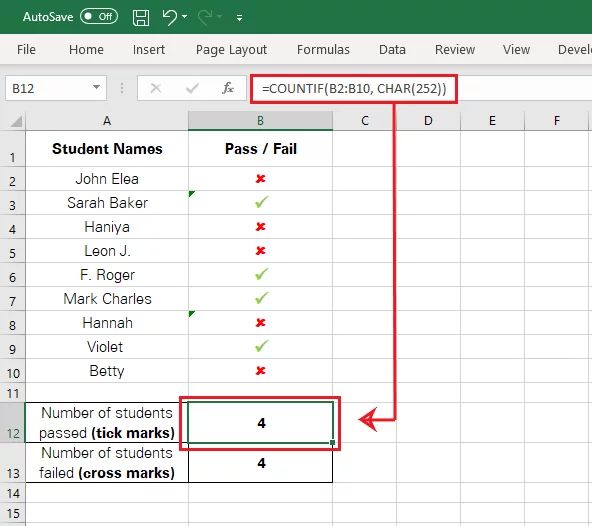 If complete show checkmark - Excel formula