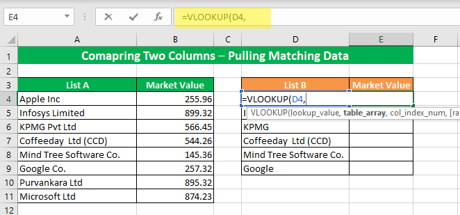 Select the lookup value 