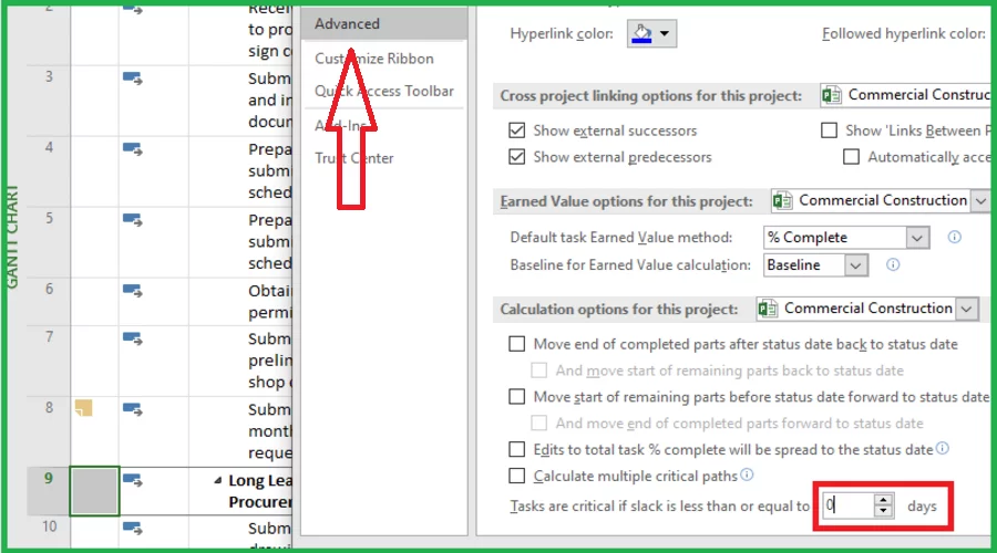 critical task in Microsoft Project