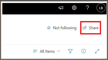 Highlights the share button for adding a user