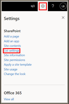 Highlights the list settings option and how to get there from settings