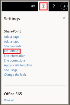 Highlights the list settings option and how to get there from settings