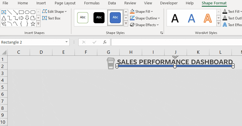 Gif showing how to format the decorative line.