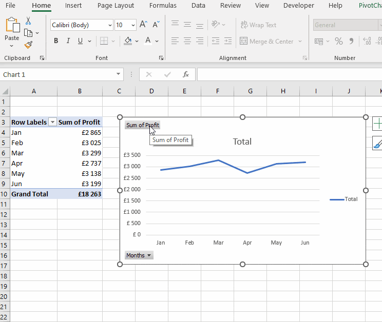Gif showing how to format the Line Chart.