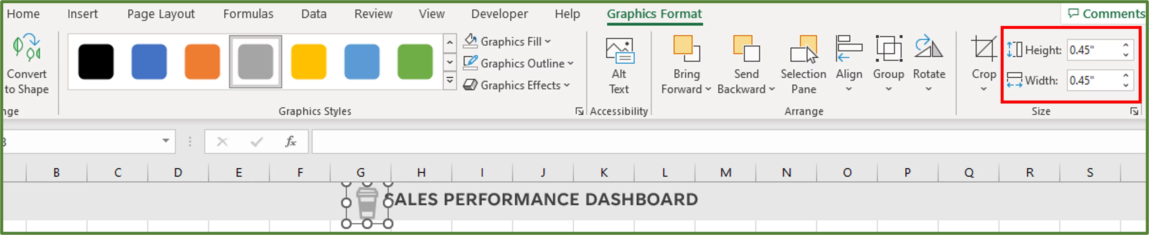 Screenshot showing the size of the image highlighted.