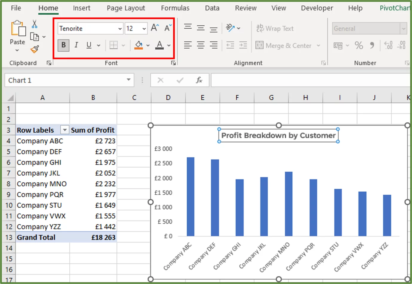 Screenshot showing the Font Settings, highlighted.