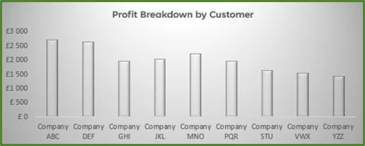 Screenshot showing the result of formatting the Data Series on the Column Chart.