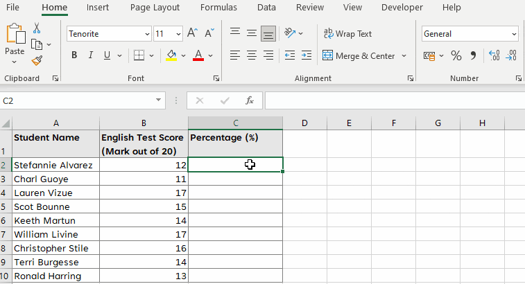 Gif showing how to apply the Percentage Format.