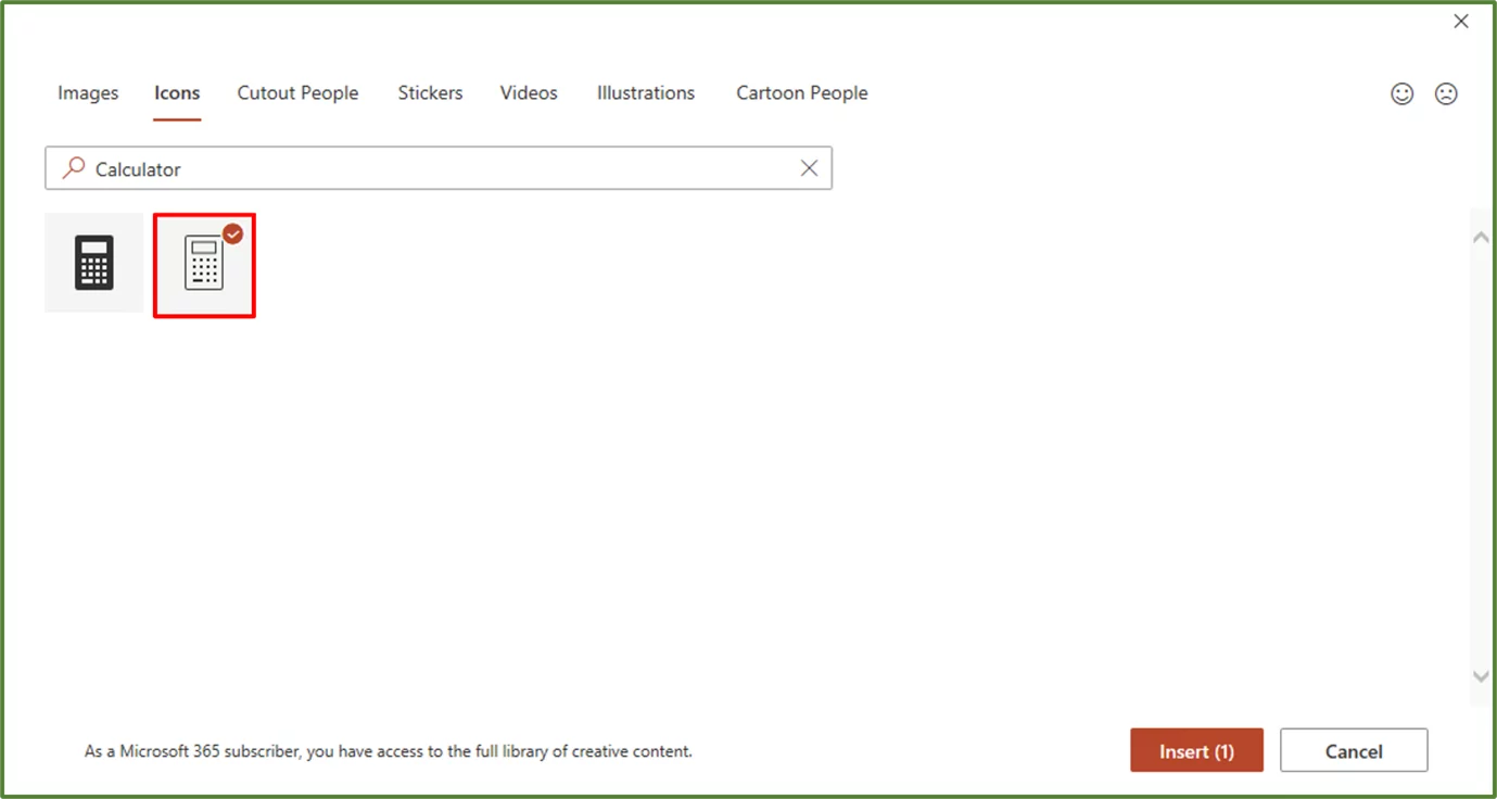 Screenshot showing the chosen image, highlighted.