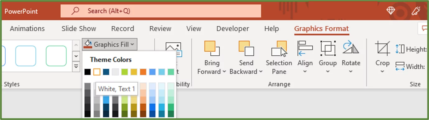 Screenshot showing the White, Text 1 fill.