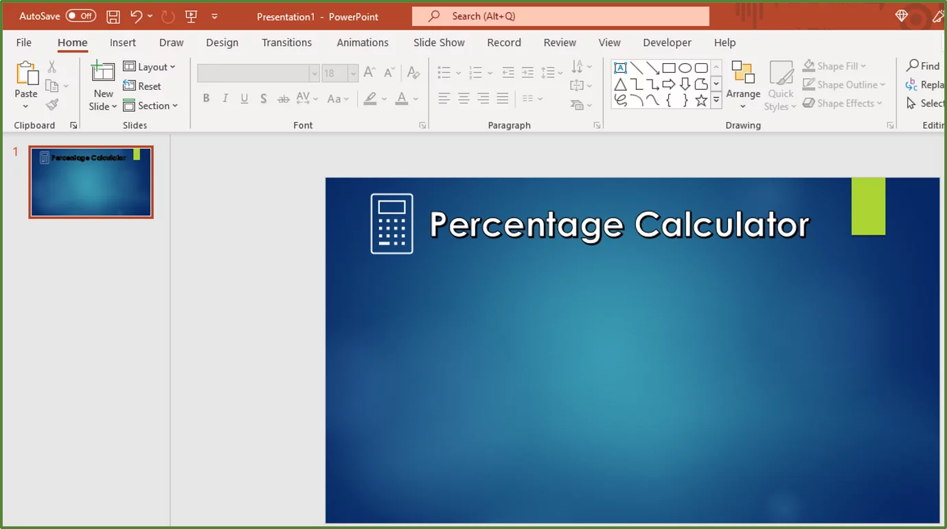 Screenshot showing the formatted graphic.