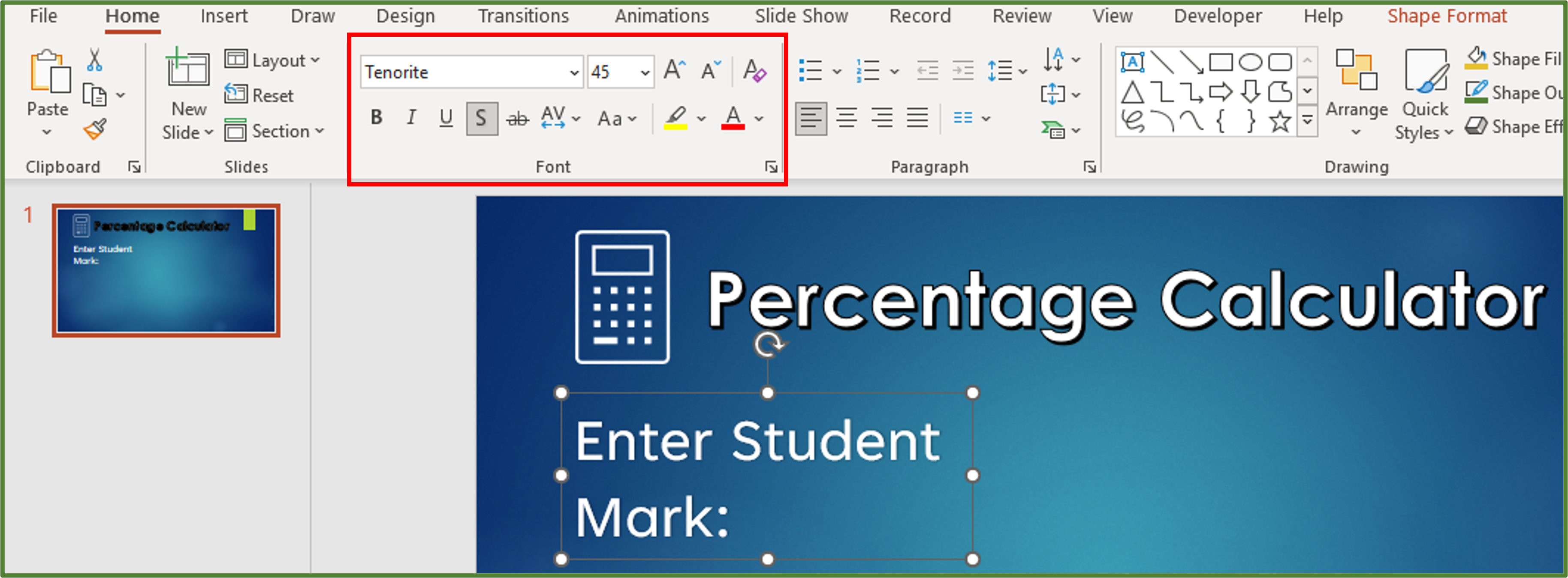 Screenshot showing the first explanatory text.