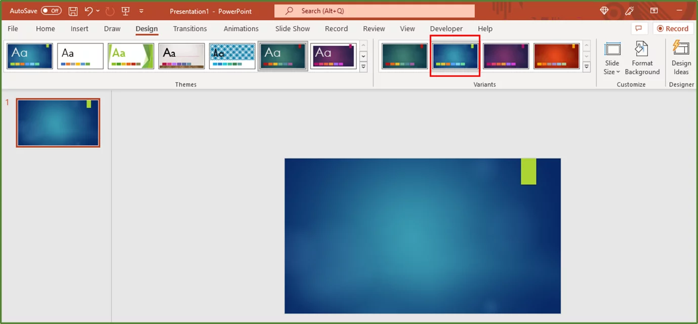 Screenshot showing the blue Variant of the Ion theme, highlighted.