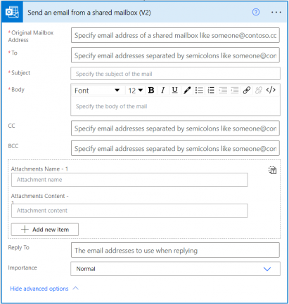 As you can see, this action looks very similar to Send an email (V2). 