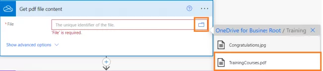For the File, click on folder icon and browse to the location of the pdf file.