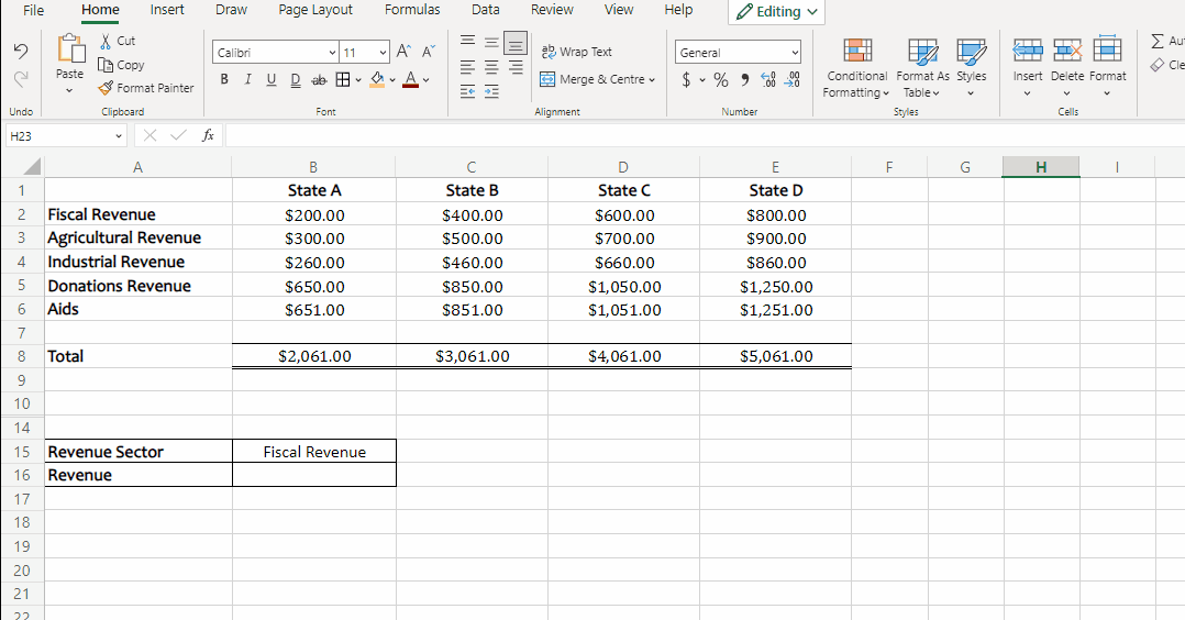 Setting up the VLOOKUP function to perform a vertical lookup