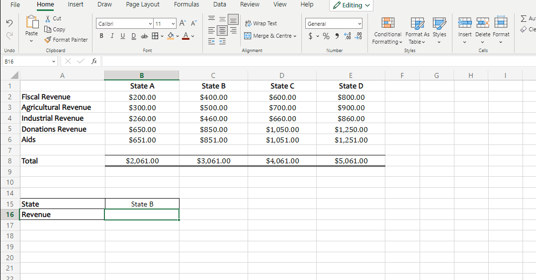 Setting up the XLOOKUP function to perform a horizontal lookup