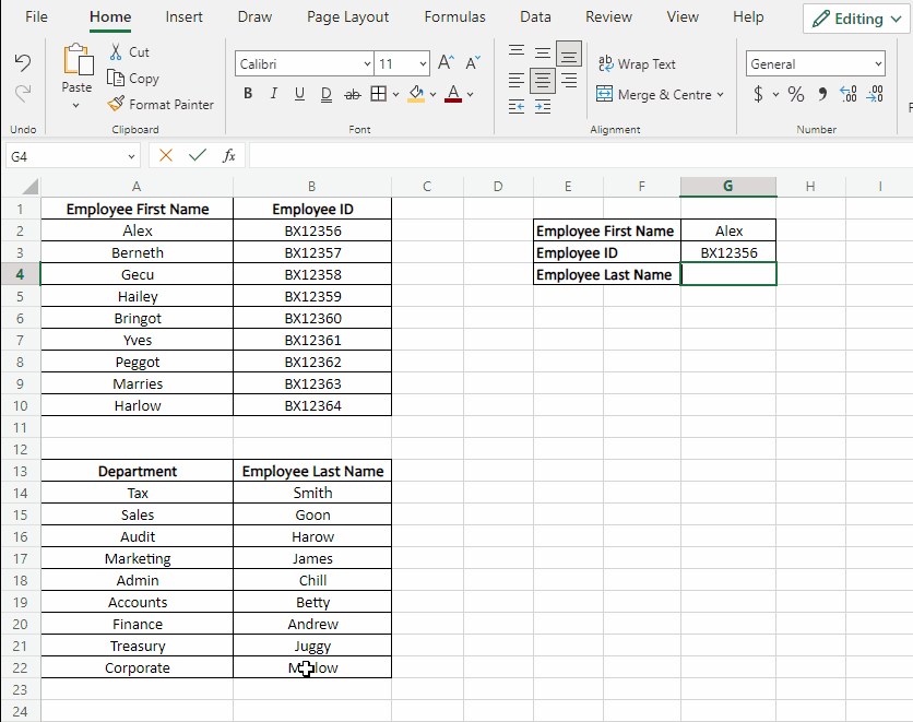 XLOOKUP sorts values from scattered data