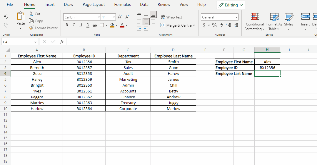 VLOOKUP sorts values from arranged data