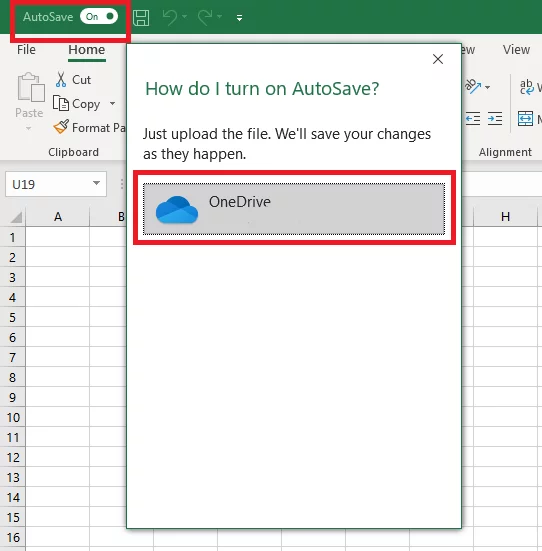 AutoSave to OneDrive