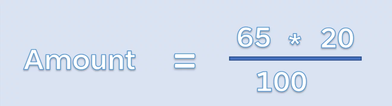 Screenshot showing the formula to calculate amount with numbers input.