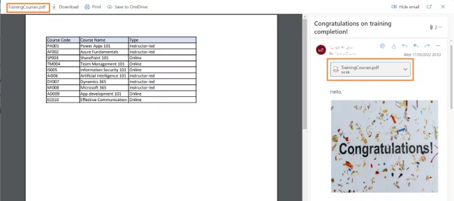 Save and test the flow. The email received by the recipient will now have the attachment in the email.