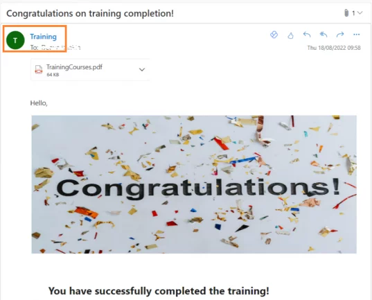 The email received will be sent from the Shared Mailbox.