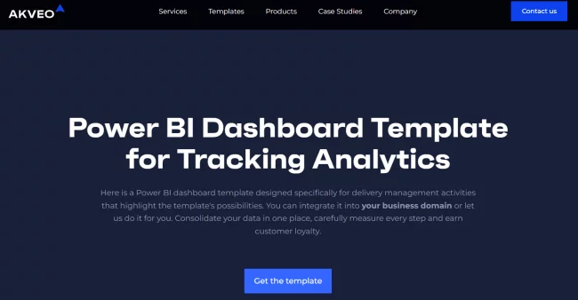 akveo Power BI dashboard template specifically for a delivery management system.