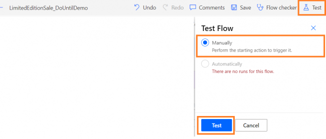 Select Manually and click on Test button