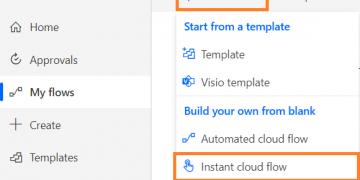 instant cloud flow option under new flow