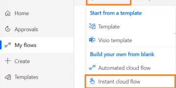 instant cloud flow option under new flow