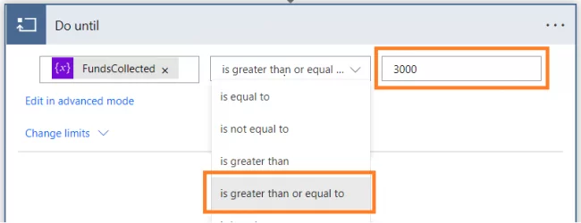 Select the comparison type – “is greater than or equal to” and set the deciding value