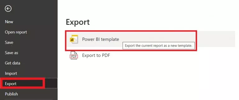 export option shown in the dialogue box