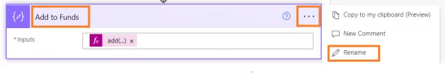 Add to Funds by clicking on ellipsis icon and then clicking on Rename