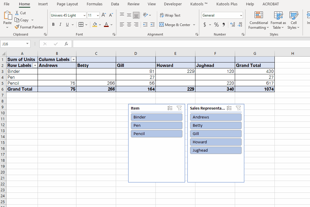 Applying multiple filters to the Pivot Table