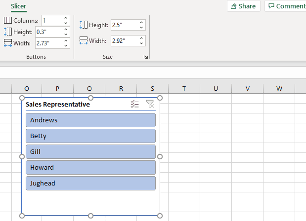 Adjusting the number of columns in each slicer