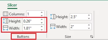 Height / Width of slicer buttons