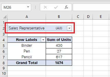 Application of Report filters to the table