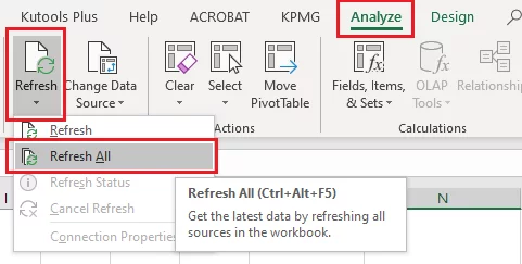 Refreshing Excel Pivot Tables