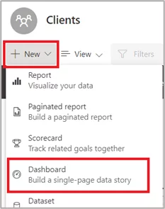 Dialogue box to create a new dashboard.