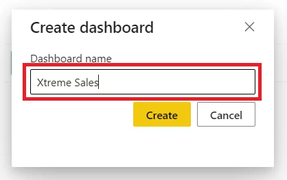 Create dashboard dialogue box with dashboard name highlighted.