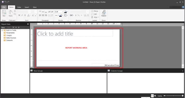 Report Builder screen layout.