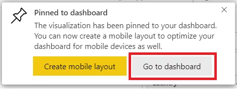 Message confirm the addition of the visualisation.